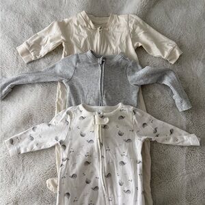 Set of Three Footies in Neutrals